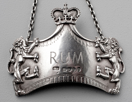 Coronation Cast Silver Wine Label, Rum - Leslie Durbin